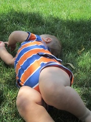Landon in the grass